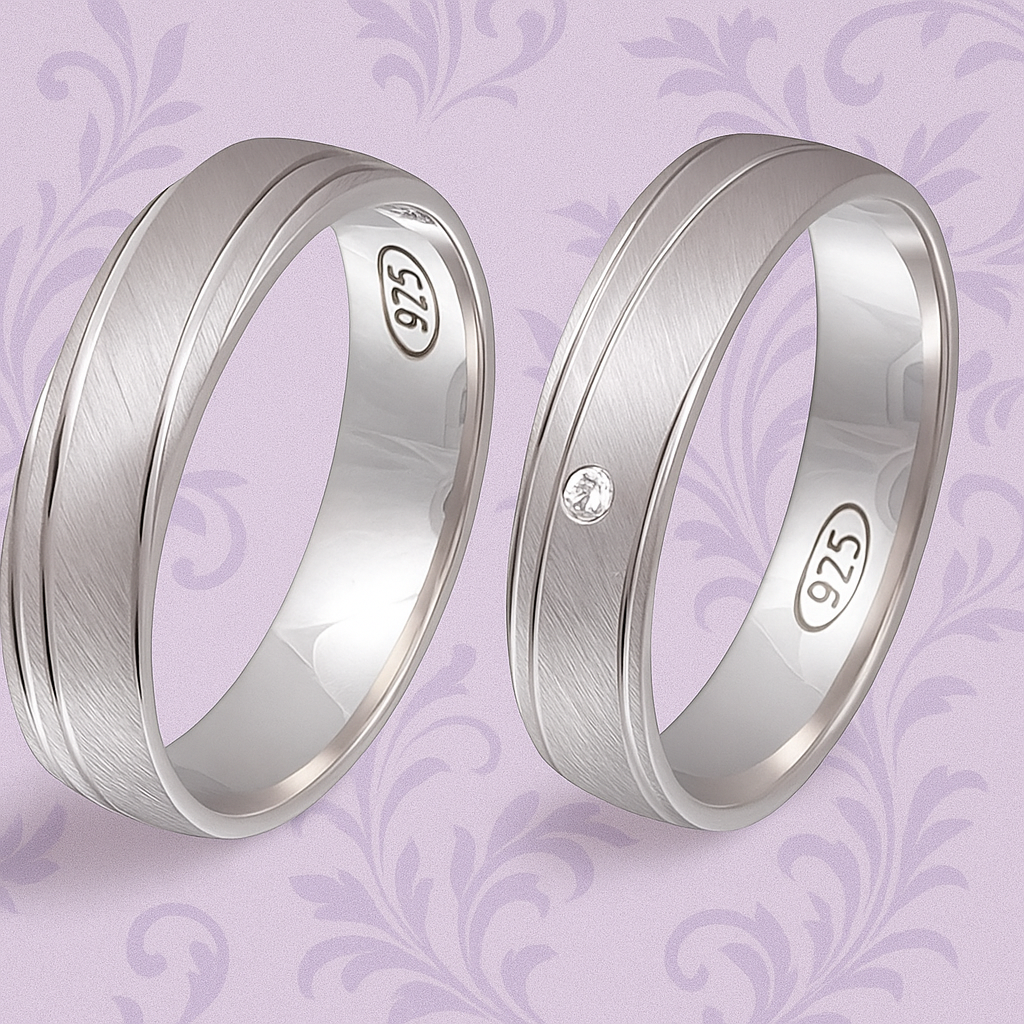 Verlobungsringe 925 Silber massiv Trauringe Eheringe Silber mit Zirkonia Gravur Ginger S101