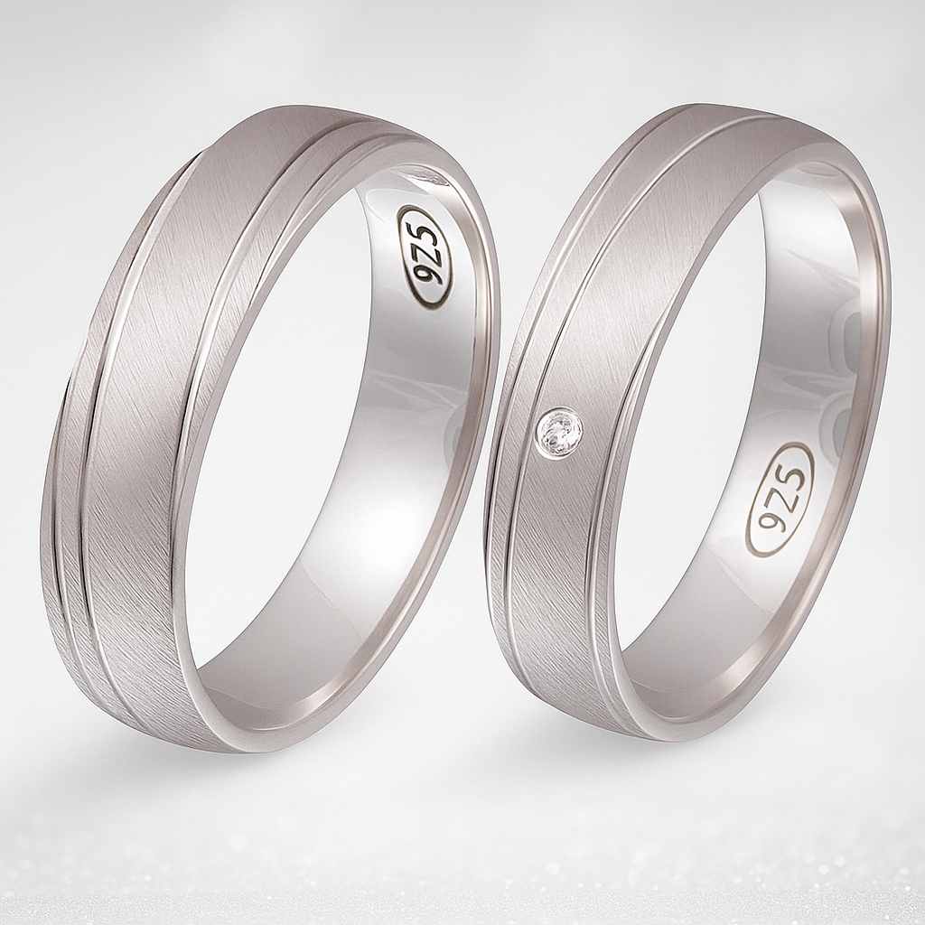 Verlobungsringe 925 Silber massiv Trauringe Eheringe Silber mit Zirkonia Gravur Ginger S101