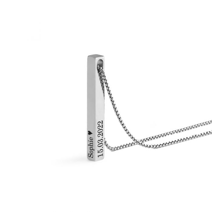 Namenskette Säulenkette Halskette Edelstahl Silber mit Gravur
