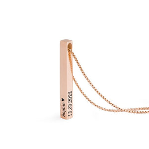 Namenskette Säulenkette Halskette Edelstahl Rosegold Gravur AH529