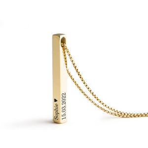Namenskette Säulenkette Halskette Edelstahl Gold mit Gravur AH530