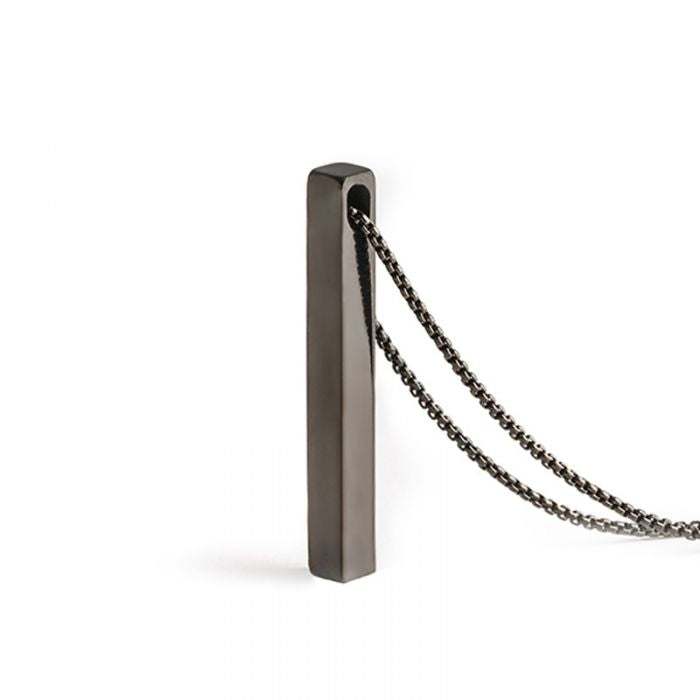 Namenskette Säulenkette Halskette Edelstahl Schwarz Gravur AH539