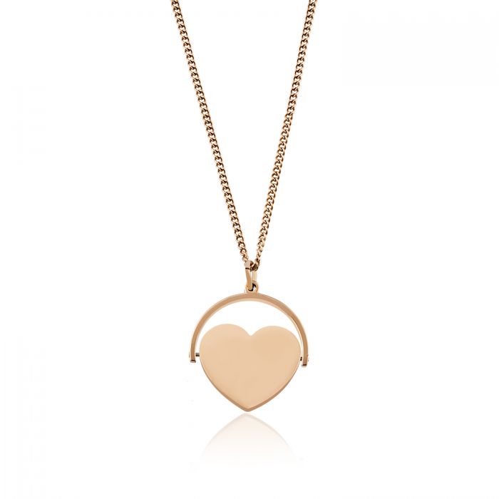 Herzkette Halskette Edelstahl Rosegold mit Gravur AH450