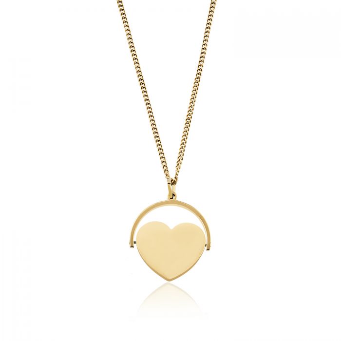 Herzkette Halskette Edelstahl Gold mit Gravur AH451