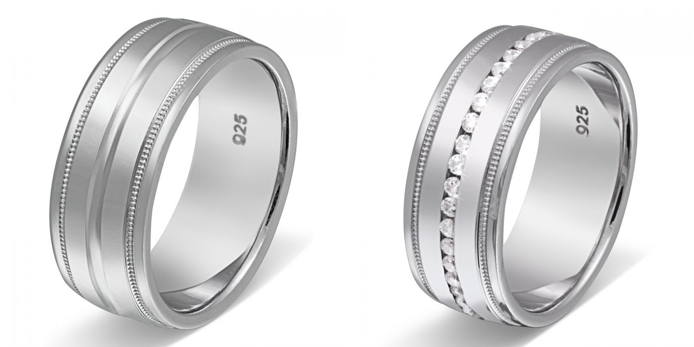 Verlobungsringe 925 Silber massiv Trauringe Eheringe Silber mit Zirkonia Gravur Kicur S12