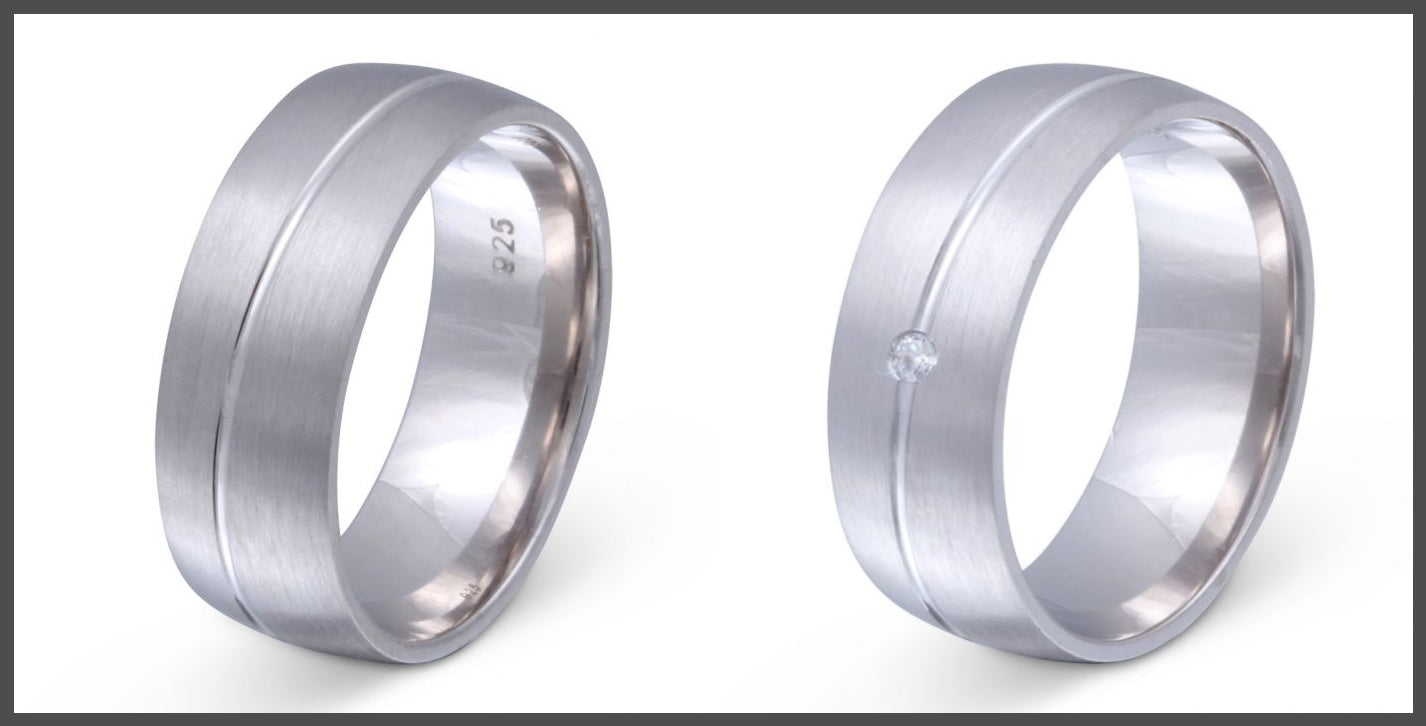 Verlobungsringe 925 Silber massiv Trauringe Eheringe Silber mit Zirkonia Gravur Jofu S11