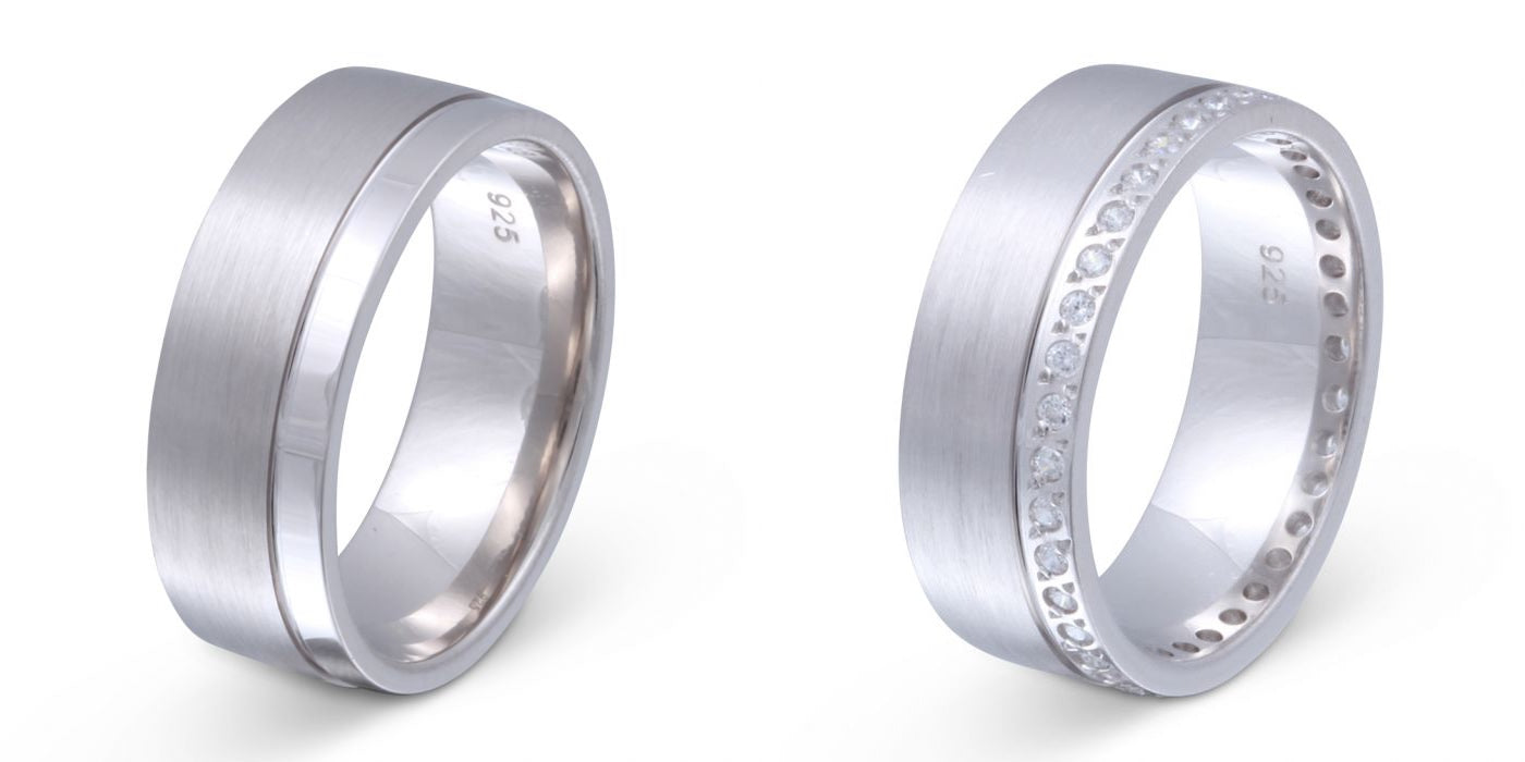 Verlobungsringe 925 Silber massiv Trauringe Eheringe Silber mit Zirkonia Gravur Camelia S10