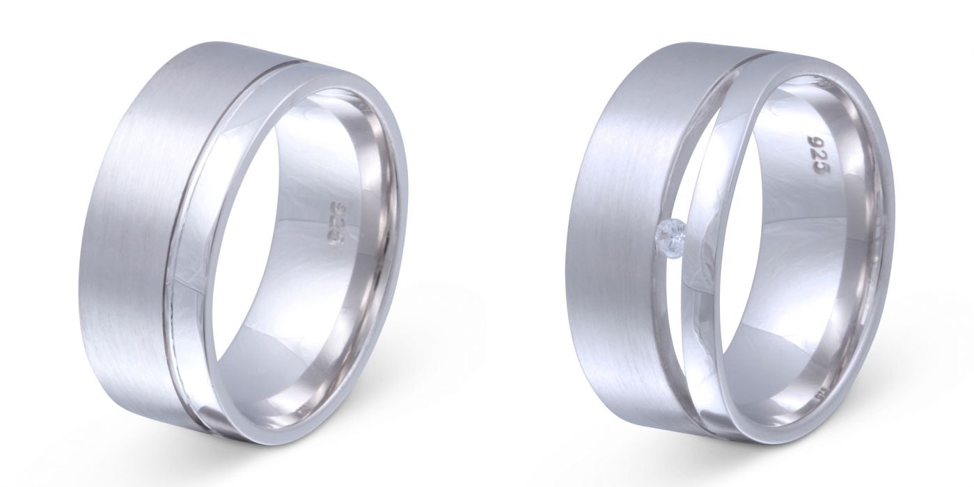 Verlobungsringe 925 Silber massiv Trauringe Eheringe Silber mit Zirkonia Gravur Lotus S9