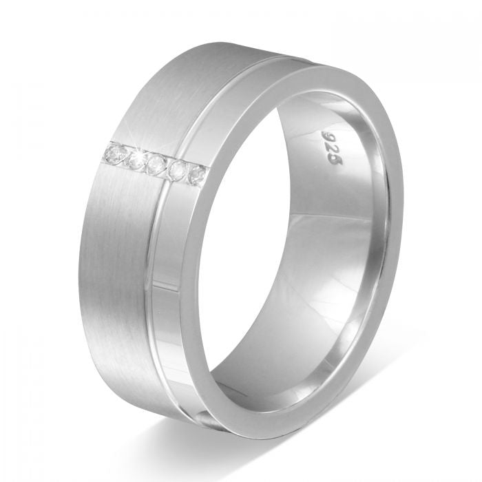 Verlobungsringe 925 Silber Gold massiv Trauringe Eheringe Silber mit Zirkonia Gravur Cust S40