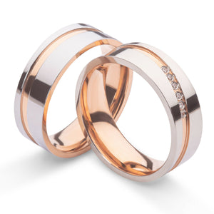 Verlobungsringe Freundschaftsringe Trauringe Eheringe Rotgold, Rosegold mit Zirkonia Gravur Reina 207