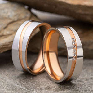 Verlobungsringe Freundschaftsringe Trauringe Eheringe Rotgold, Rosegold mit Zirkonia Gravur Reina 207