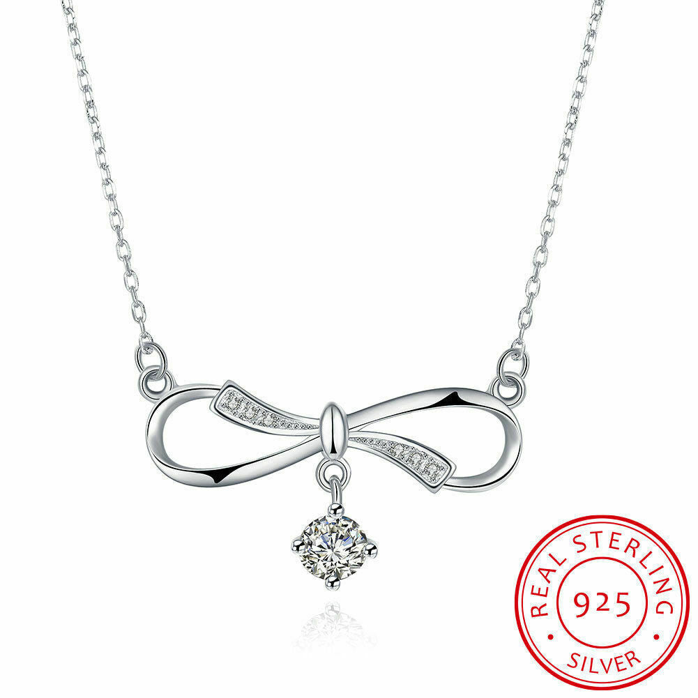 Halskette mit Zirkonia unendlich ECHT 925 Sterling Silber Rhodiniert infinity