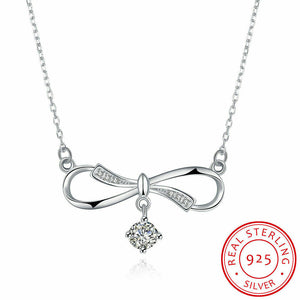 Halskette mit Zirkonia unendlich ECHT 925 Sterling Silber Rhodiniert infinity