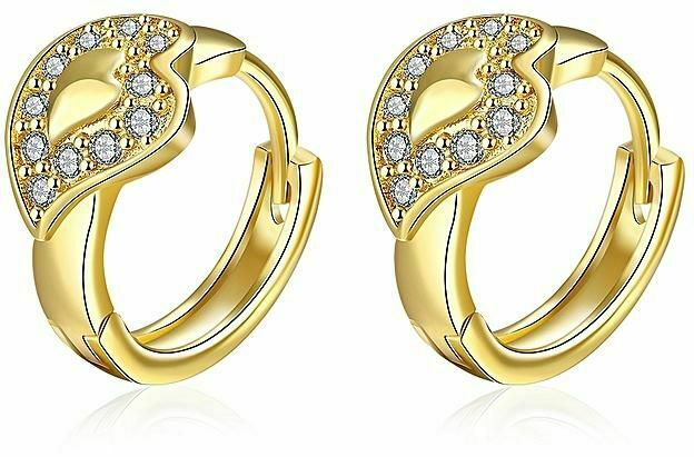 Creolen Ohrringe Gelbgold mit Cubic Zirkonia besetzt Herz KZCE048-A