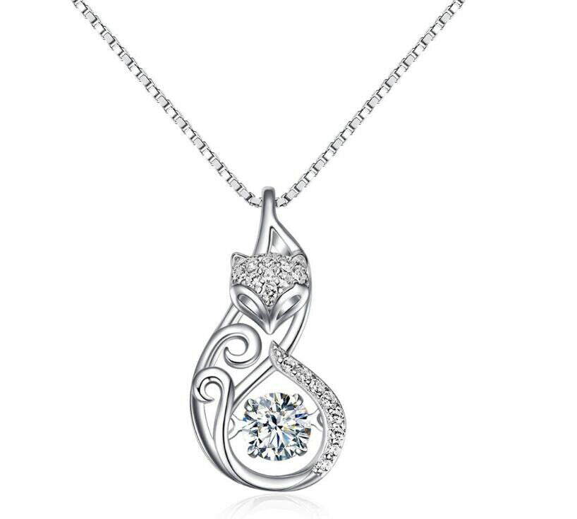 Halskette echt 925 Sterling Silber mit Zirkonia Kette Stein Anhänger Tropfen Neu