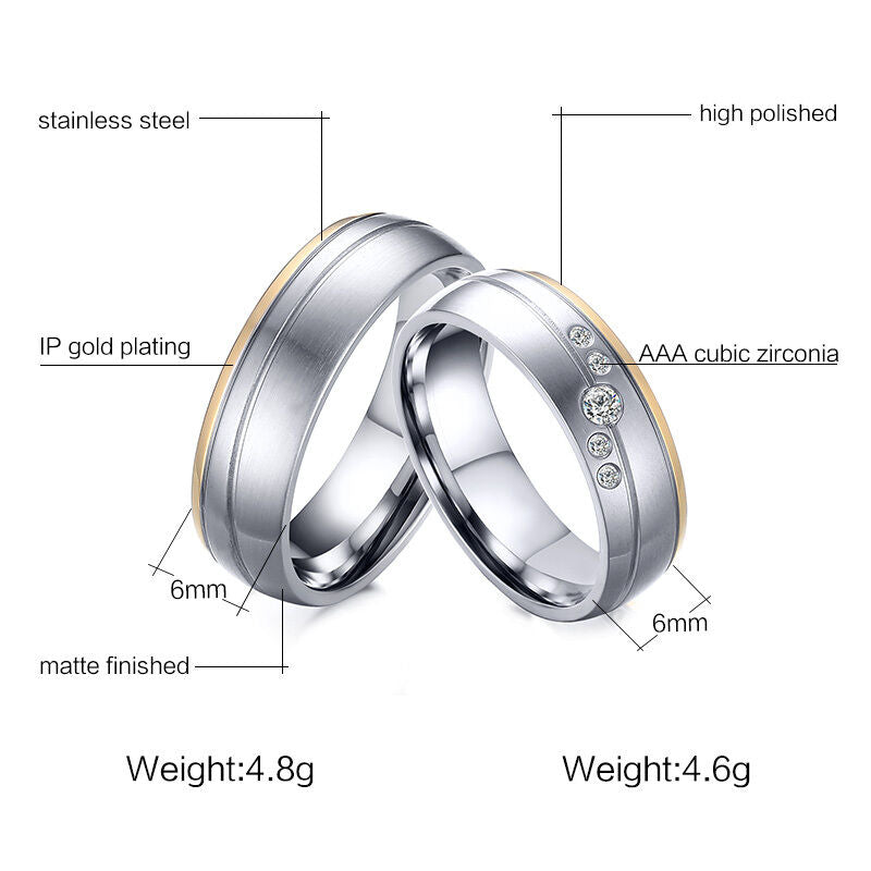 Verlobungsringe Partnerringe SIlber / Gold Freundschaftsringe Eheringe CR-111