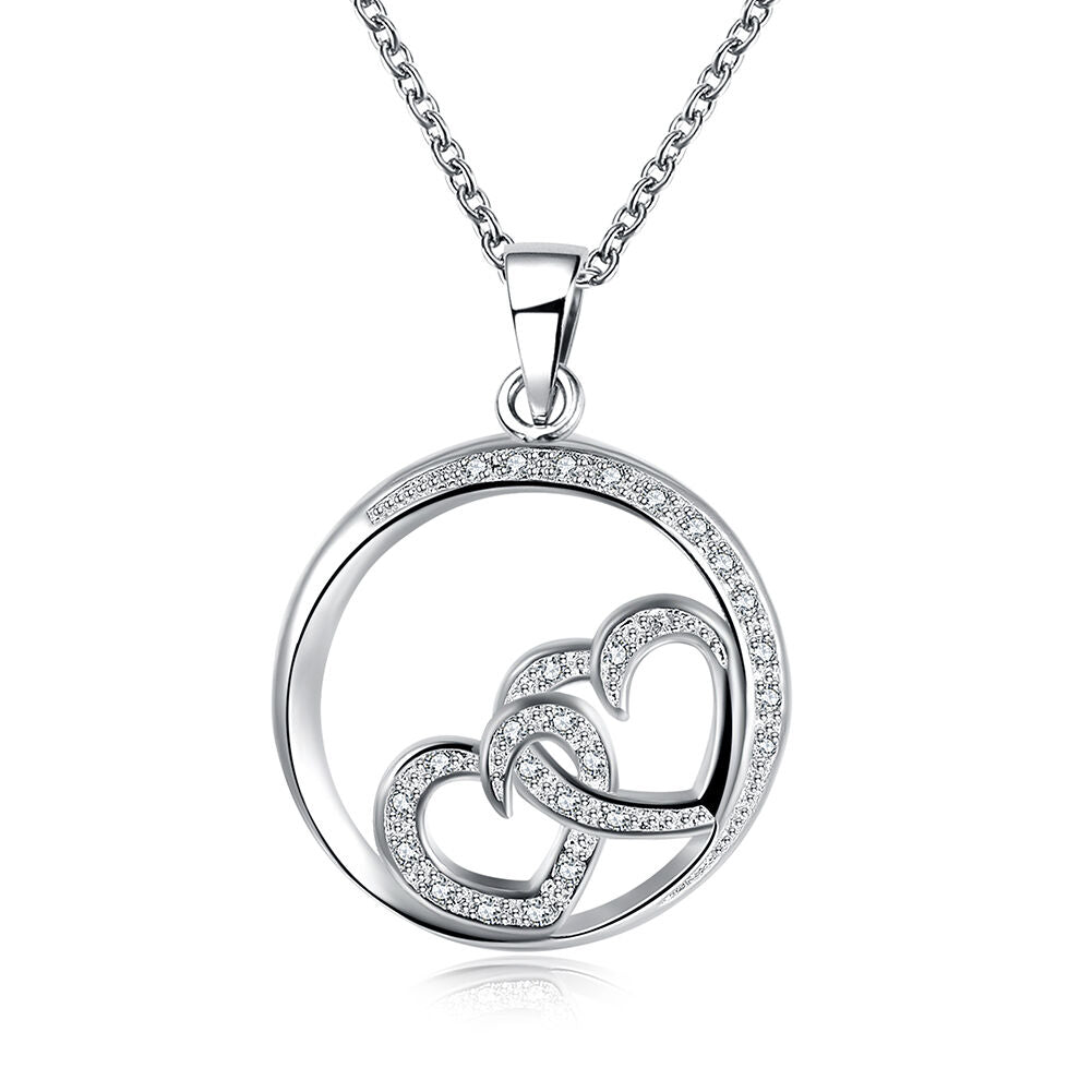 Halskette Silber mit Anhänger Herz Kette Zirkonia Geschenk Damen Frauen