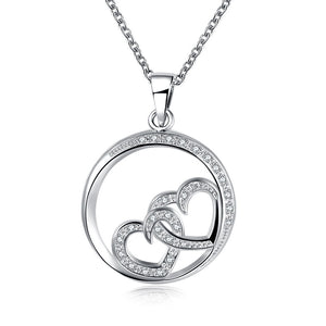 Halskette Silber mit Anhänger Herz Kette Zirkonia Geschenk Damen Frauen