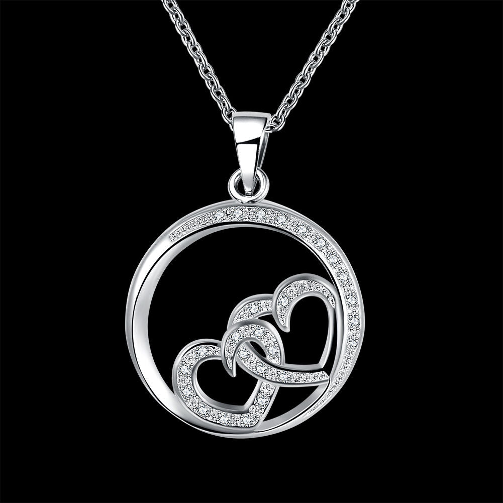 Halskette Silber mit Anhänger Herz Kette Zirkonia Geschenk Damen Frauen