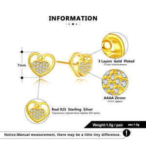 Ohrstecker Herz 925 Sterling Silber mit  Zirkonia besetzt