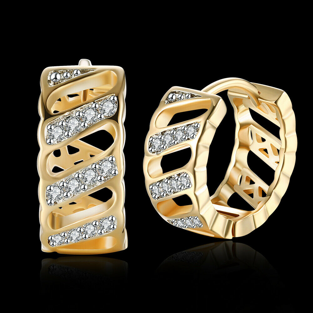 Creolen Ohrringe Ohrhänger Zirkonia Damen Schmuck Gold Klapp Ohrschmuck Neu