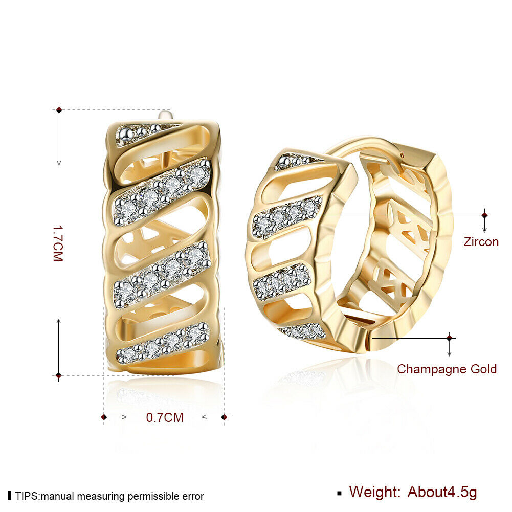 Creole  mit Zirkonia Luxus Ohrringe Ohrschmuck Champagner Gold 18K vergoldet KZCE143-E