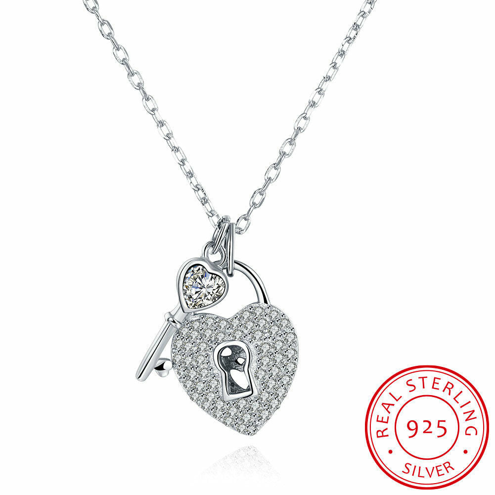 Halskette Herz Silber 925er Sterling mit Zirkonia Anhänger Frauen Damen Schmuck