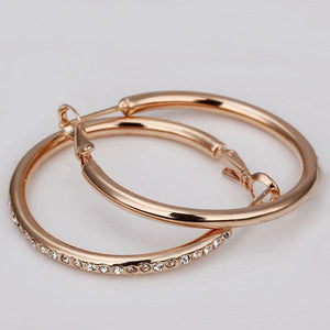 Creolen Ohrringe Ohrhänger 20 Zirkonia 18K 750er Rot Rose Gold vergoldet