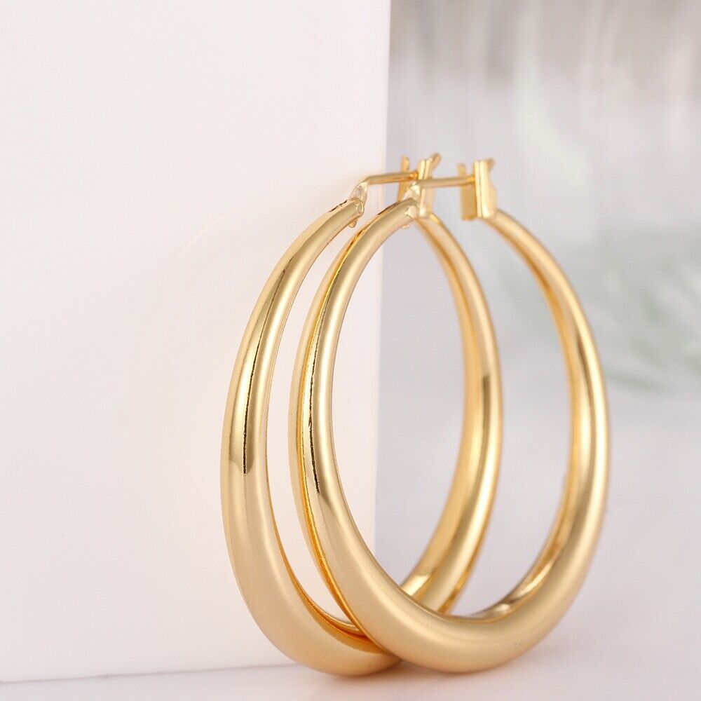 Ohrringe Creolen Ohrhänger Damen Gold Klapp Blogger Design Damen Ohrschmuck Neu