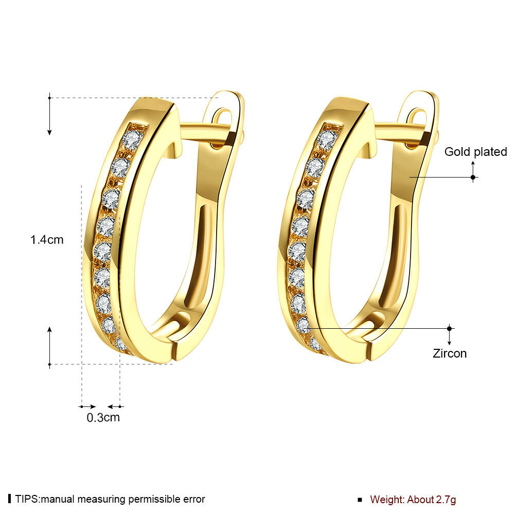 Ohrringe Ohrstecker Creolen Gelbgold mit Zirkonia besetzt AKE152-A