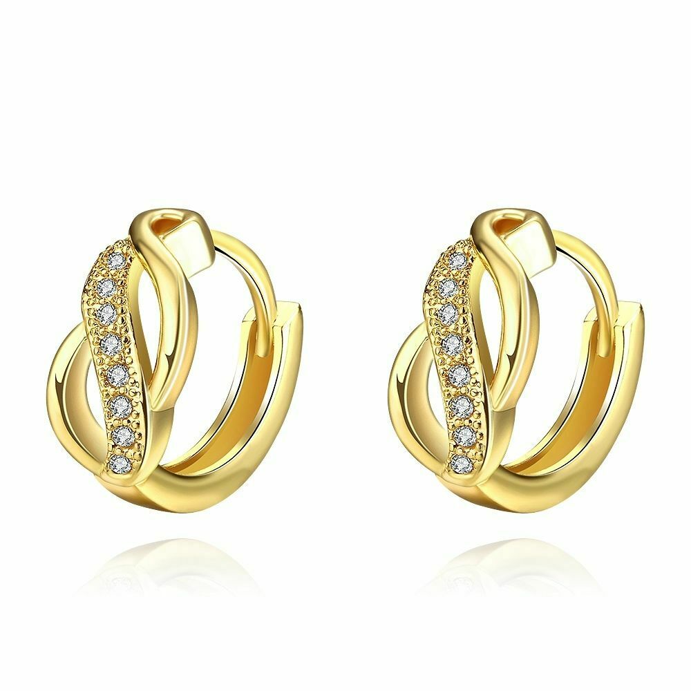 Creolen Ohrringe Ohrhänger Zirkonia Damen Schmuck 18K Gold Herz Ohrschmuck KZCE050-A