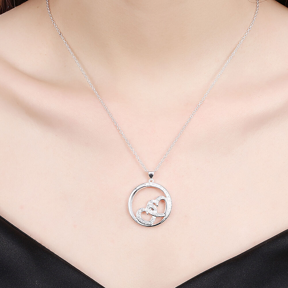 Halskette Silber mit Anhänger Herz Kette Zirkonia Geschenk Damen Frauen