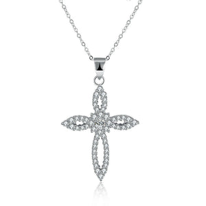 Halskette Kreuz Silber 925er Sterling mit Zirkonia Anhänger Frauen Damen Schmuck