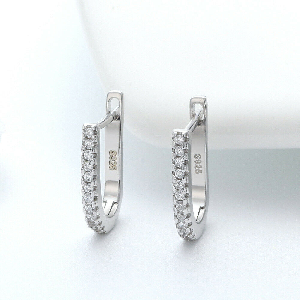 Creolen Ohrringe 925 Sterling Silber mit Zirkonia besetzt