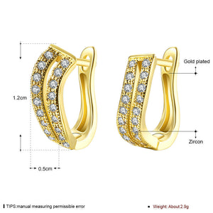 Ohrringe Ohrstecker Creolen Gelbgold mit schönen Cubic Zirkonia besetzt AKE153-A