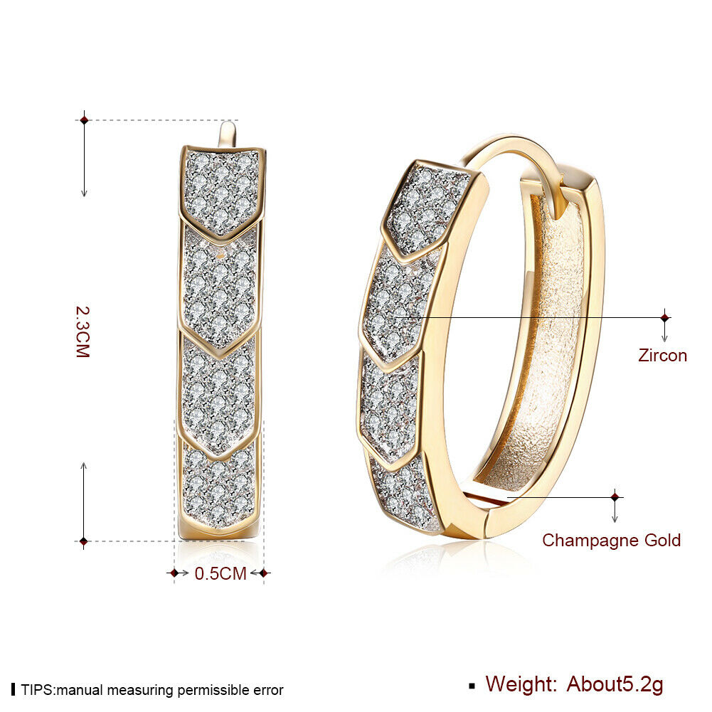 Luxus Ohrringe Creole Ohrschmuck Zirkonia weiß Champagner Gold 18K vergoldet KZCE137-E