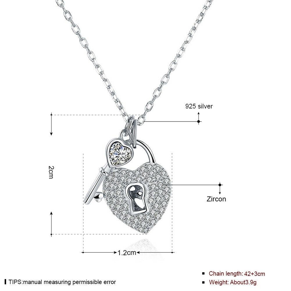 Halskette Herz Silber 925er Sterling mit Zirkonia Anhänger Frauen Damen Schmuck