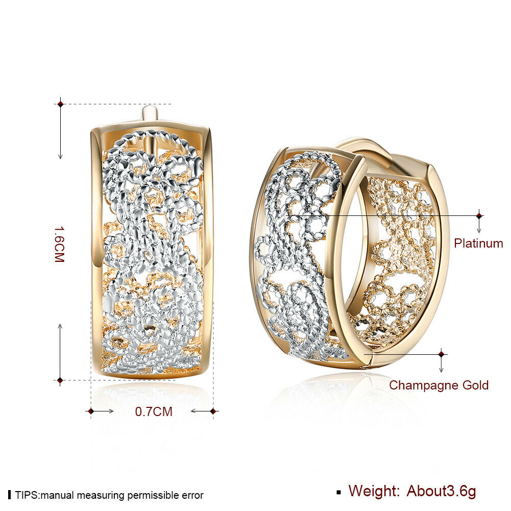 Creole Luxus Ohrringe und  Zirkonia weiß mit Gelbgold vergoldet Ohrschmuck KZCE139-E