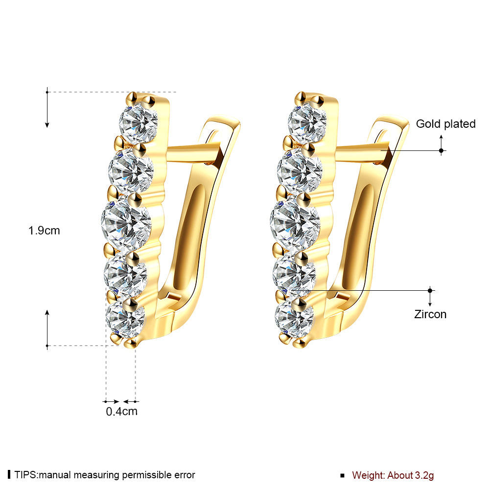 Ohrringe Ohrstecker Creolen Gelbgold mit Zirkonia bestückt AKE151-A