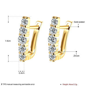 Ohrringe Ohrstecker Creolen Gelbgold mit Zirkonia bestückt AKE151-A